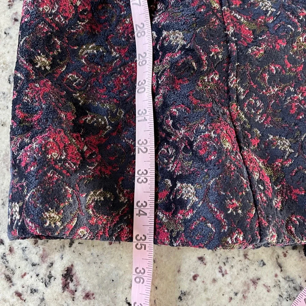 Free People Fox Trot Equestrian Tapestry‎ Coat Women XS Red Combo Floral Brocade